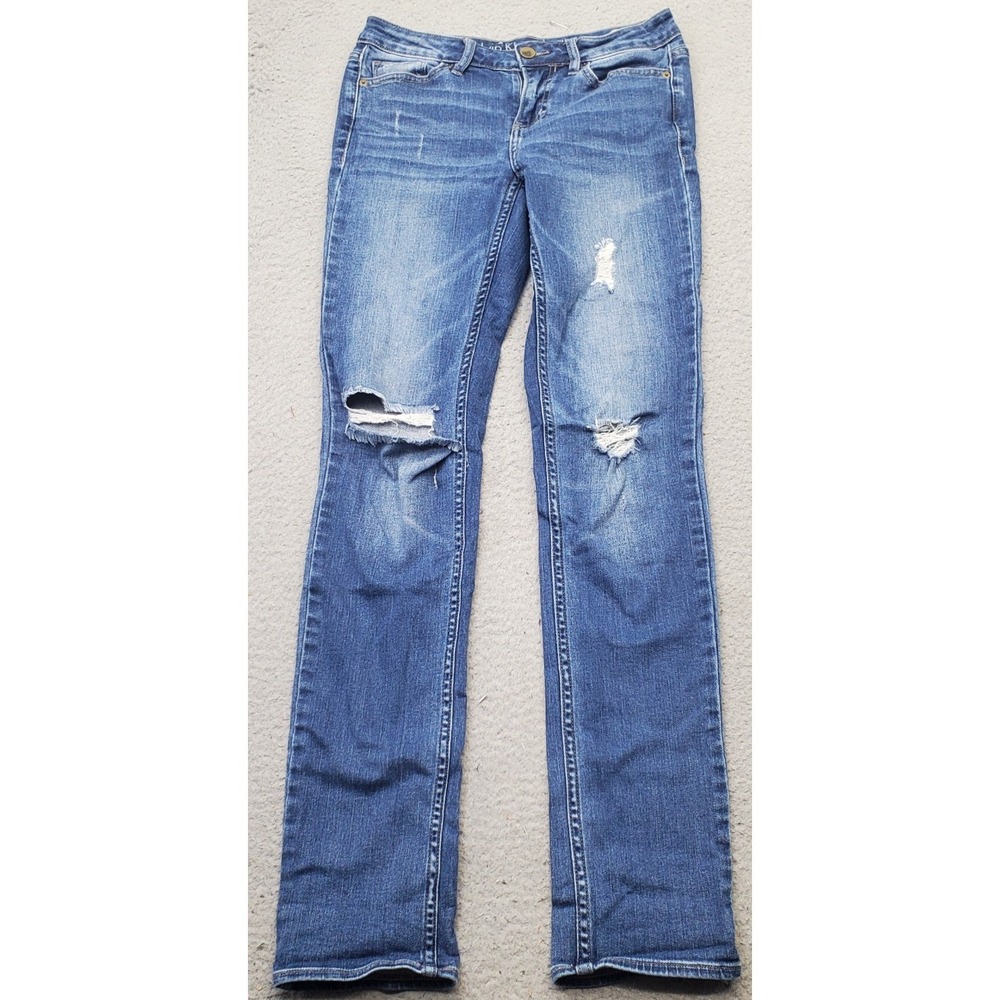 Calvin Klein Jeans Womens 26x32 Blue Denim Faded Streetwear Grunge Distressed